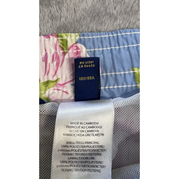 Polo Ralph Lauren Swim Trunks Mens L Blue Floral Hawaiian Board Shorts Tropical - Picture 6 of 10